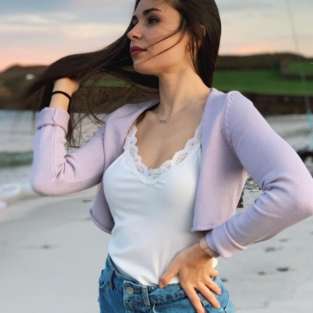 NWT Zara lilac knit Wrap Top